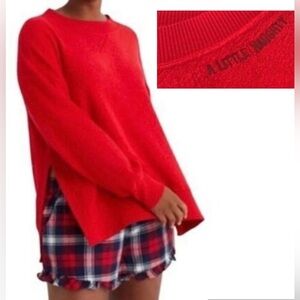 Aerie Women’s Sz L Red‎ A Little Naughty Cozy Good Vibes Oversized Sweatshirt